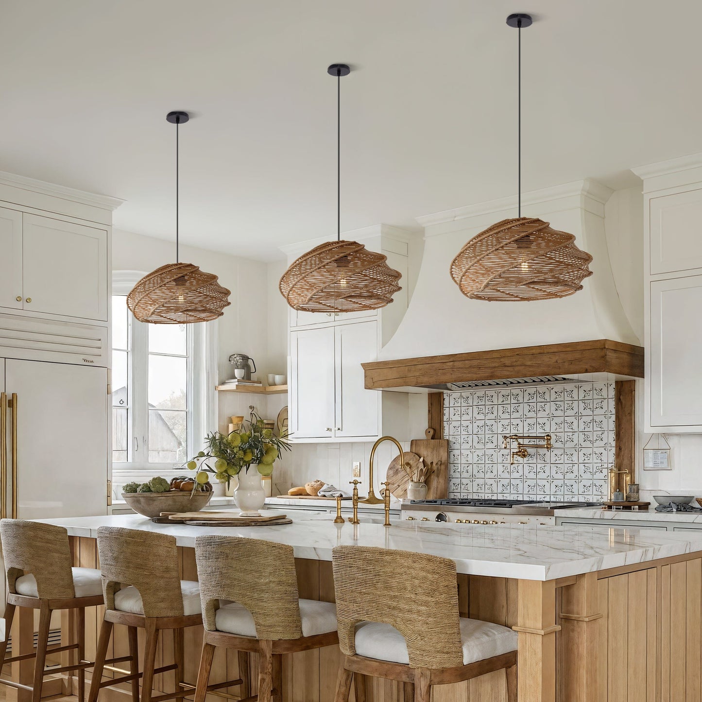 Spiral Rattan Ceiling Light for Bedroom, Dining Room, and Bar