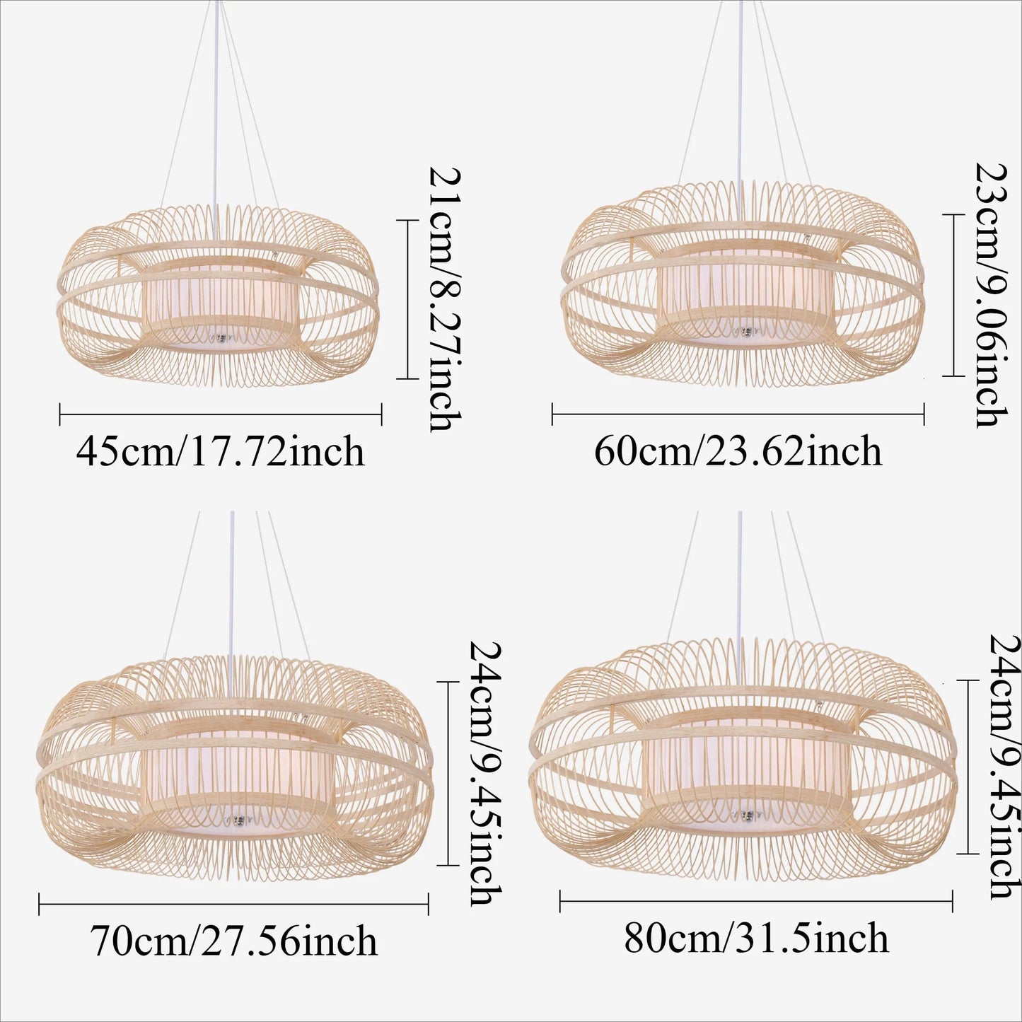 Drum-Shaped LED Bamboo Ceiling Light - Contemporary Pendant Fixture