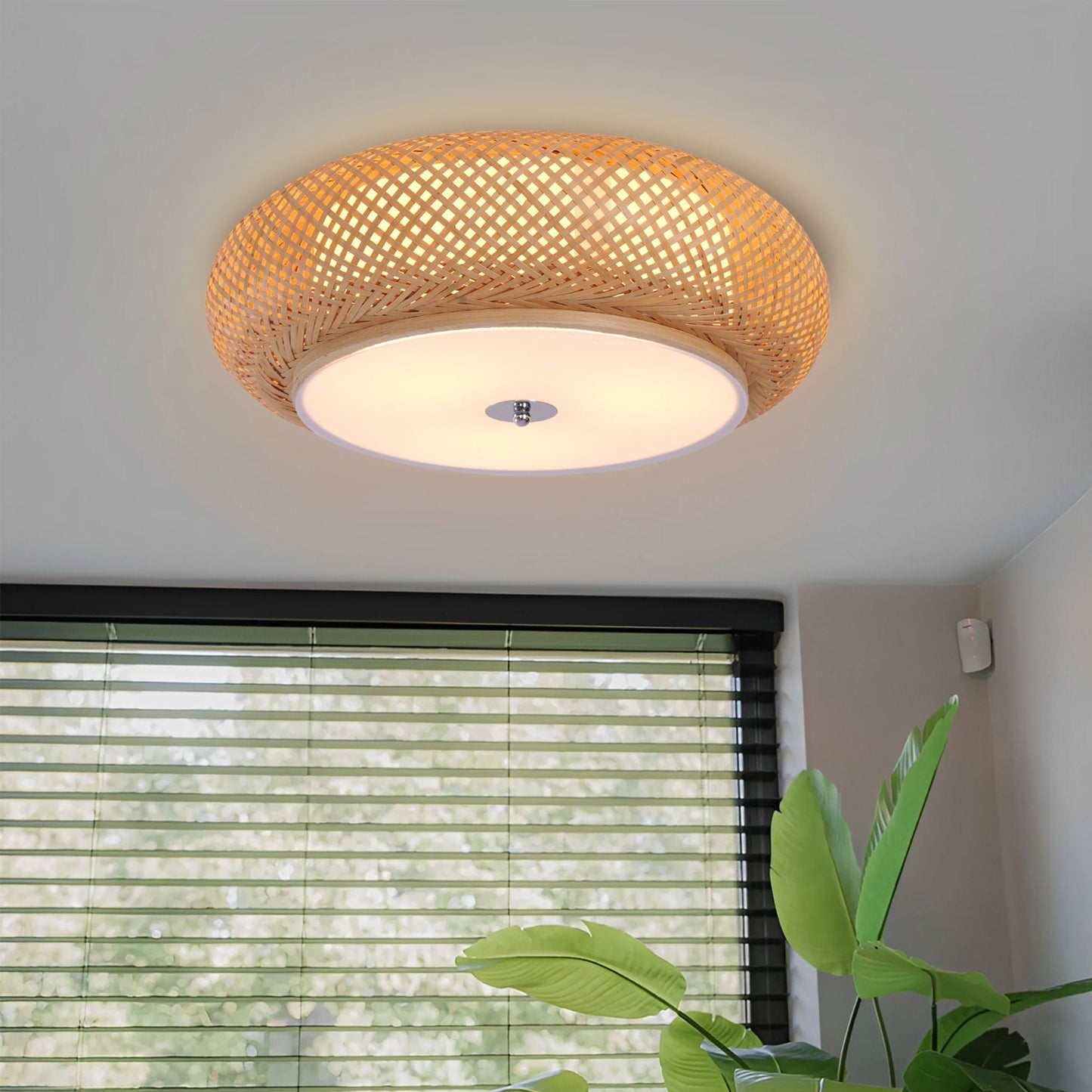 Handwoven Bamboo Ceiling Light – Zen-Style LED Fixture for Home Décor