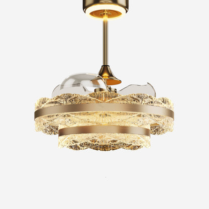 Premium Gold Frame Ceiling Light with Retractable Blades and LED Fan