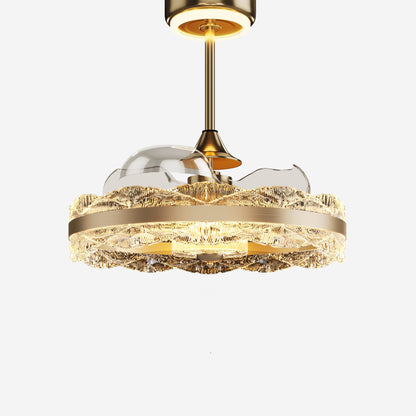 Premium Gold Frame Ceiling Light with Retractable Blades and LED Fan