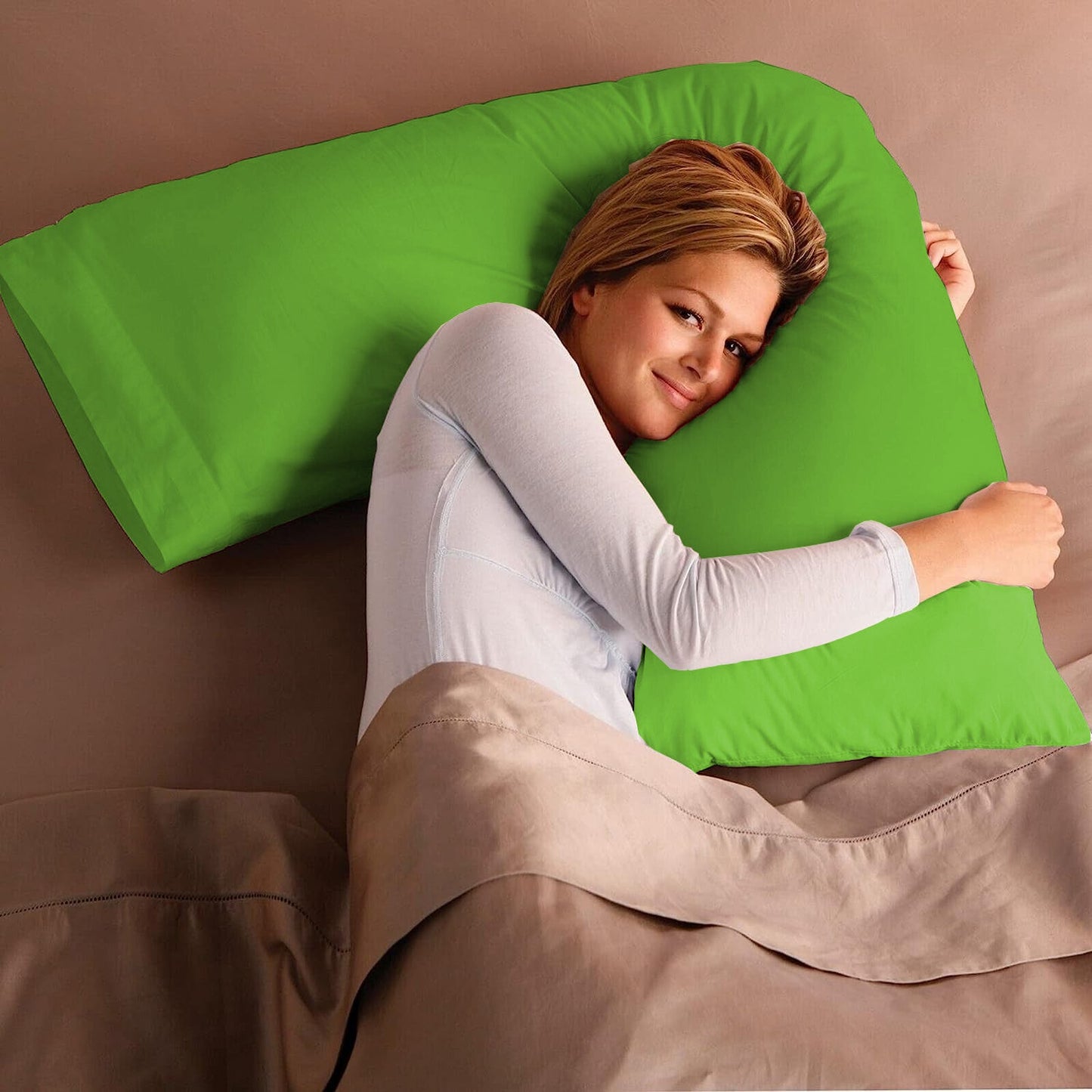 V Shaped Pillow with Case - Extra Filled Neck Support for Pregnancy