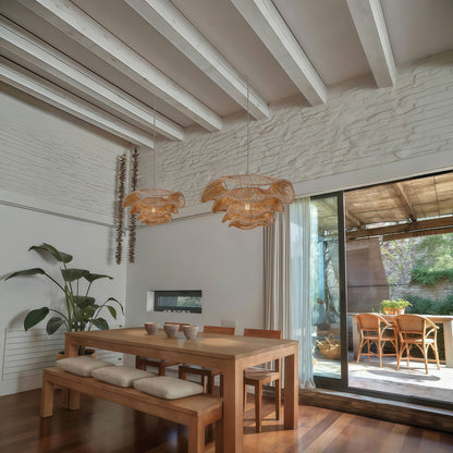 Multi-Tiered Rattan Ceiling Light Pendant Lamp for Home Décor