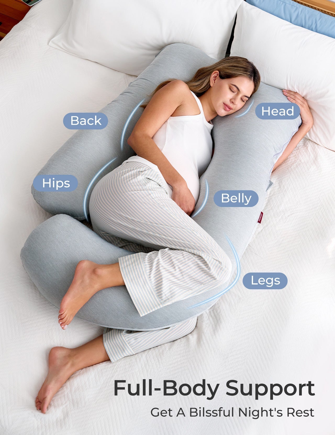 U Shaped Pregnancy Pillow for Comfort and Support - Cooling Fabric