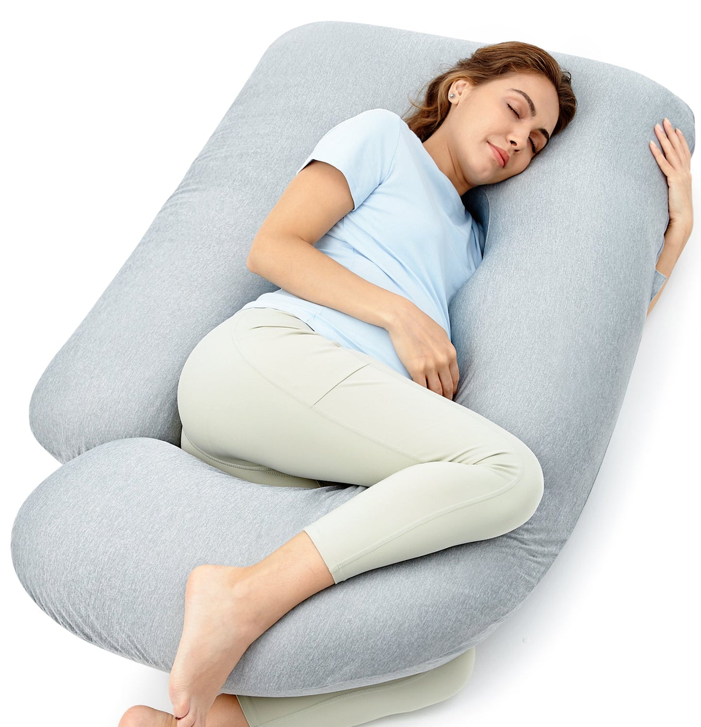 Pregnancy Pillow with Cooling Cover for Comfort and Support During Sleep