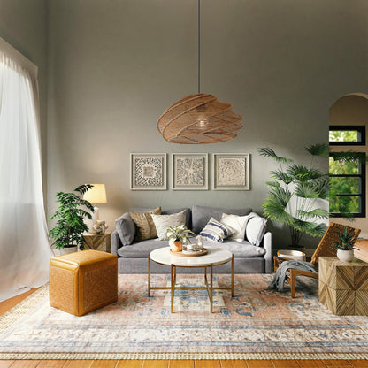 Spiral Rattan Ceiling Light for Bedroom, Dining Room, and Bar