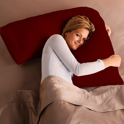 V Shaped Pillow with Case - Extra Filled Neck Support for Pregnancy