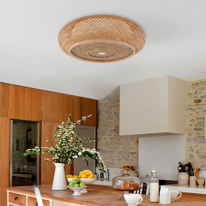 Japanese-Style Bamboo Rattan Ceiling Light – Flush Mount or Hanging Fixture