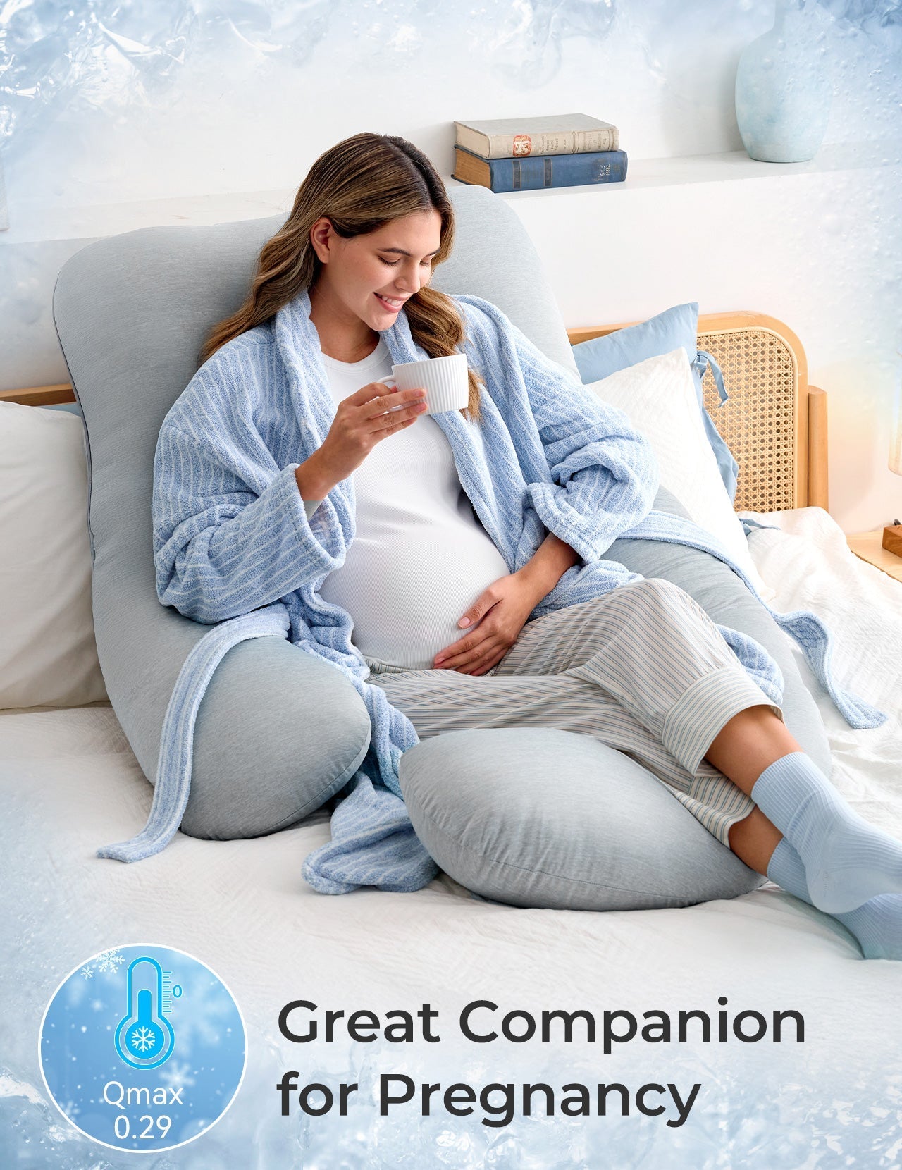 U Shaped Pregnancy Pillow for Comfort and Support - Cooling Fabric