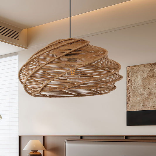 Spiral Rattan Ceiling Light for Bedroom, Dining Room, and Bar
