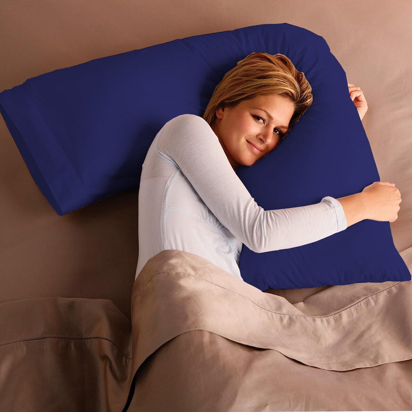 V Shaped Pillow with Case - Extra Filled Neck Support for Pregnancy