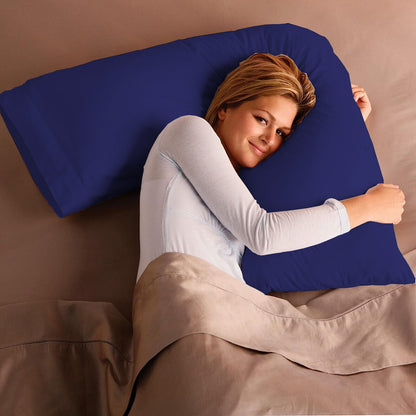 V Shaped Pillow with Case - Extra Filled Neck Support for Pregnancy