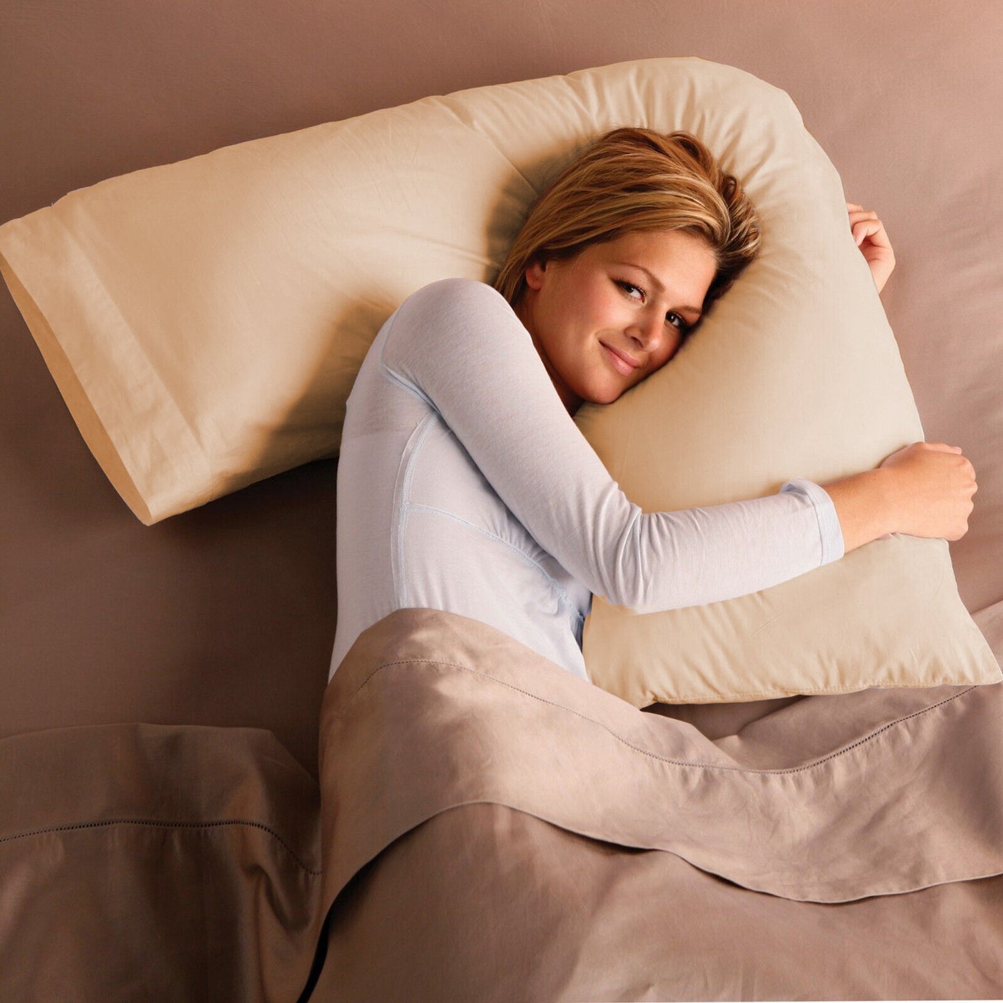 V Shaped Pillow with Case - Extra Filled Neck Support for Pregnancy