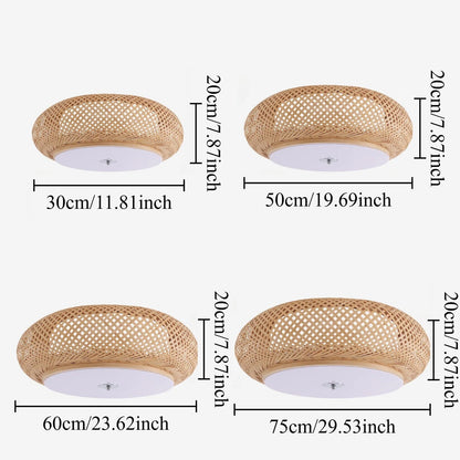 Handwoven Bamboo Ceiling Light – Zen-Style LED Fixture for Home Décor
