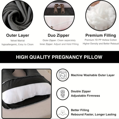 J Shaped Pregnancy Pillow for Sleeping, Full Body Maternity Pillow