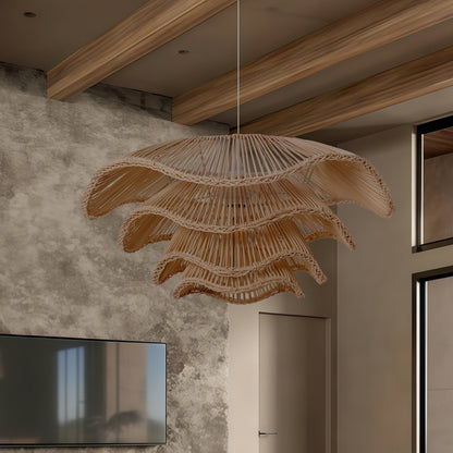 Multi-Tiered Rattan Ceiling Light Pendant Lamp for Home Décor