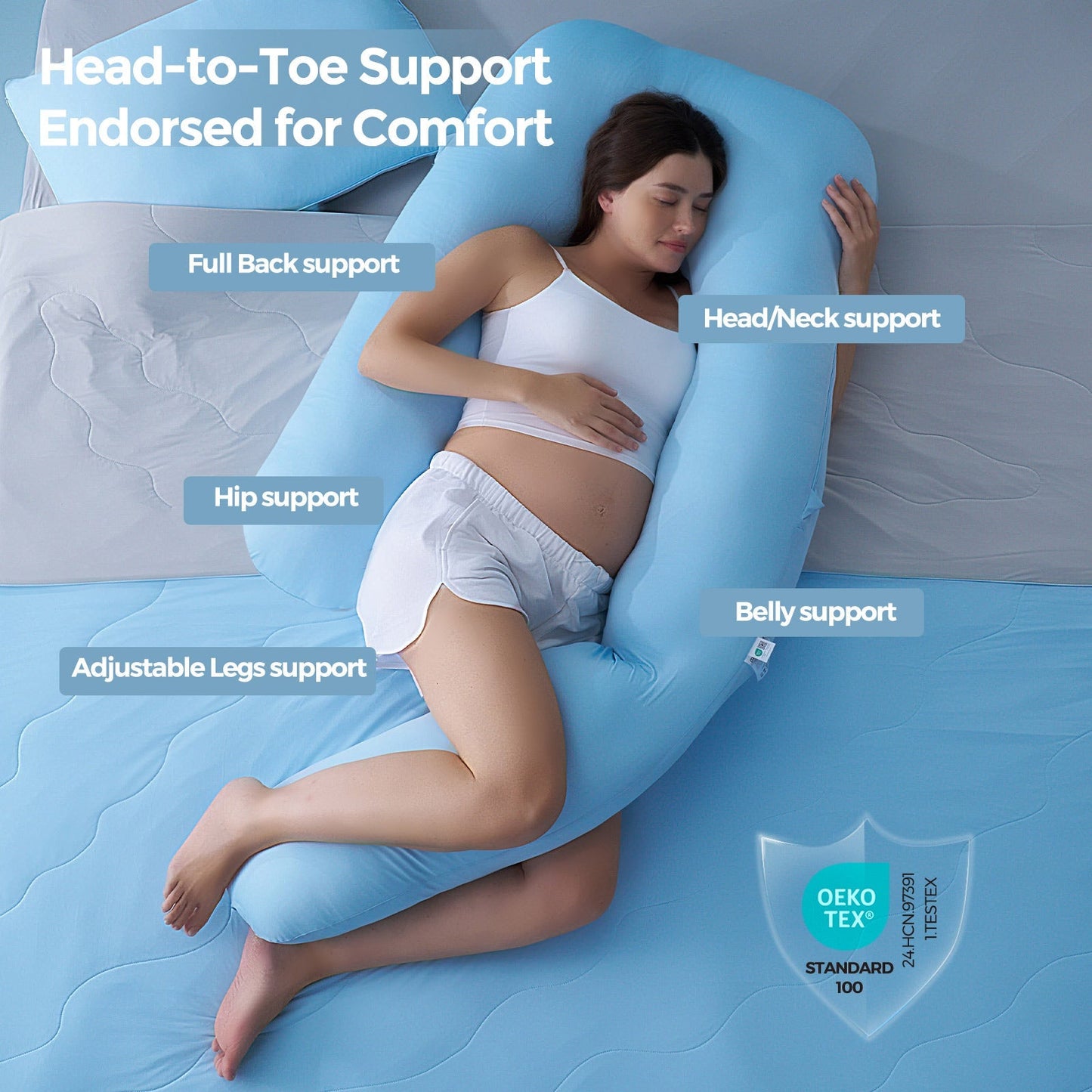 Cooling Comfort Pregnancy Pillow for Sleep Support and Back Pain Relief