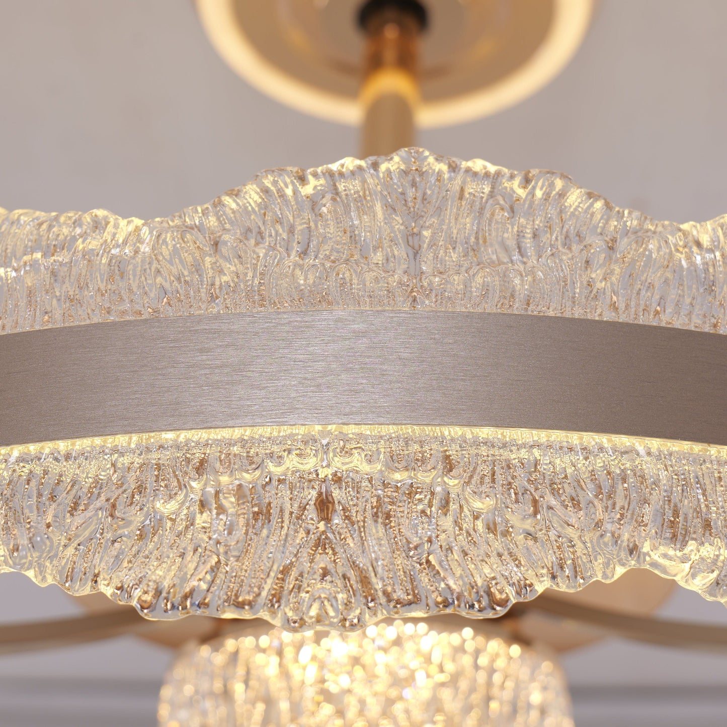 Premium Gold Frame Ceiling Light with Retractable Blades and LED Fan