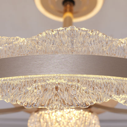 Premium Gold Frame Ceiling Light with Retractable Blades and LED Fan