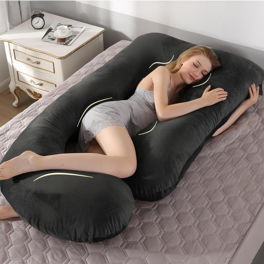 J Shaped Pregnancy Pillow for Sleeping, Full Body Maternity Pillow
