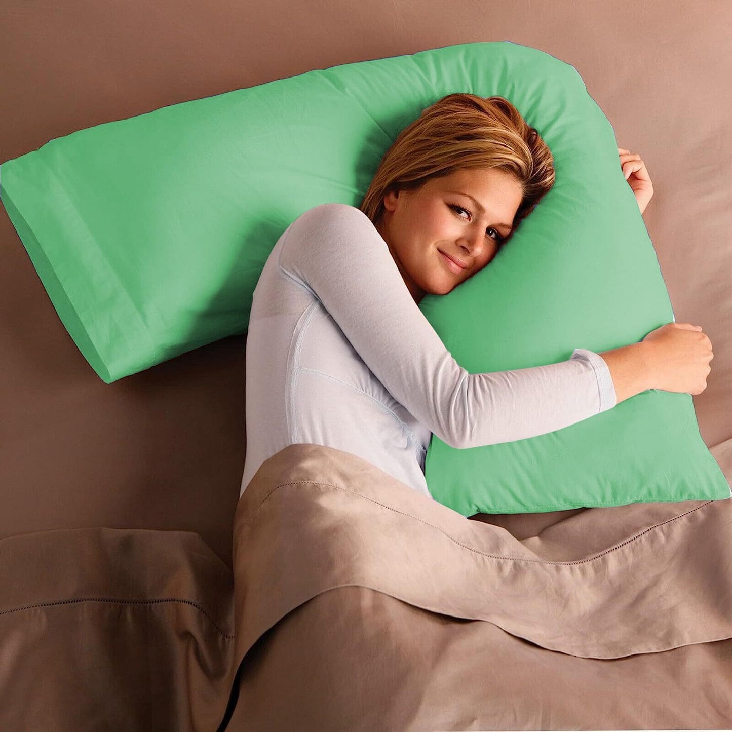 V Shaped Pillow with Case - Extra Filled Neck Support for Pregnancy