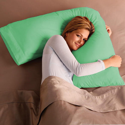 V Shaped Pillow with Case - Extra Filled Neck Support for Pregnancy