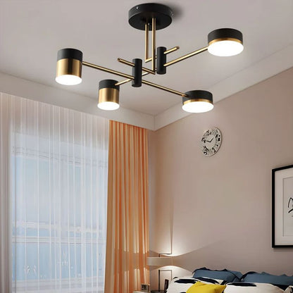 Contemporary Black & Gold Ceiling Light with LED Bulbs for Elegant Home Décor