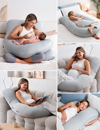 U Shaped Pregnancy Pillow for Comfort and Support - Cooling Fabric