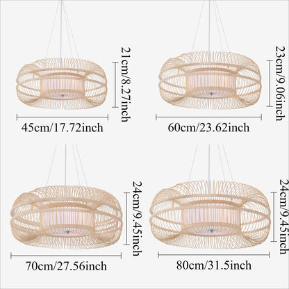 Drum-Shaped LED Bamboo Ceiling Light - Contemporary Pendant Fixture