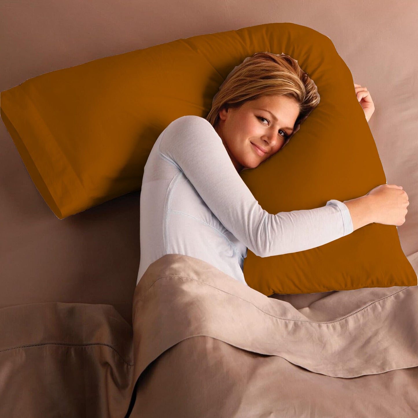 V Shaped Pillow with Case - Extra Filled Neck Support for Pregnancy