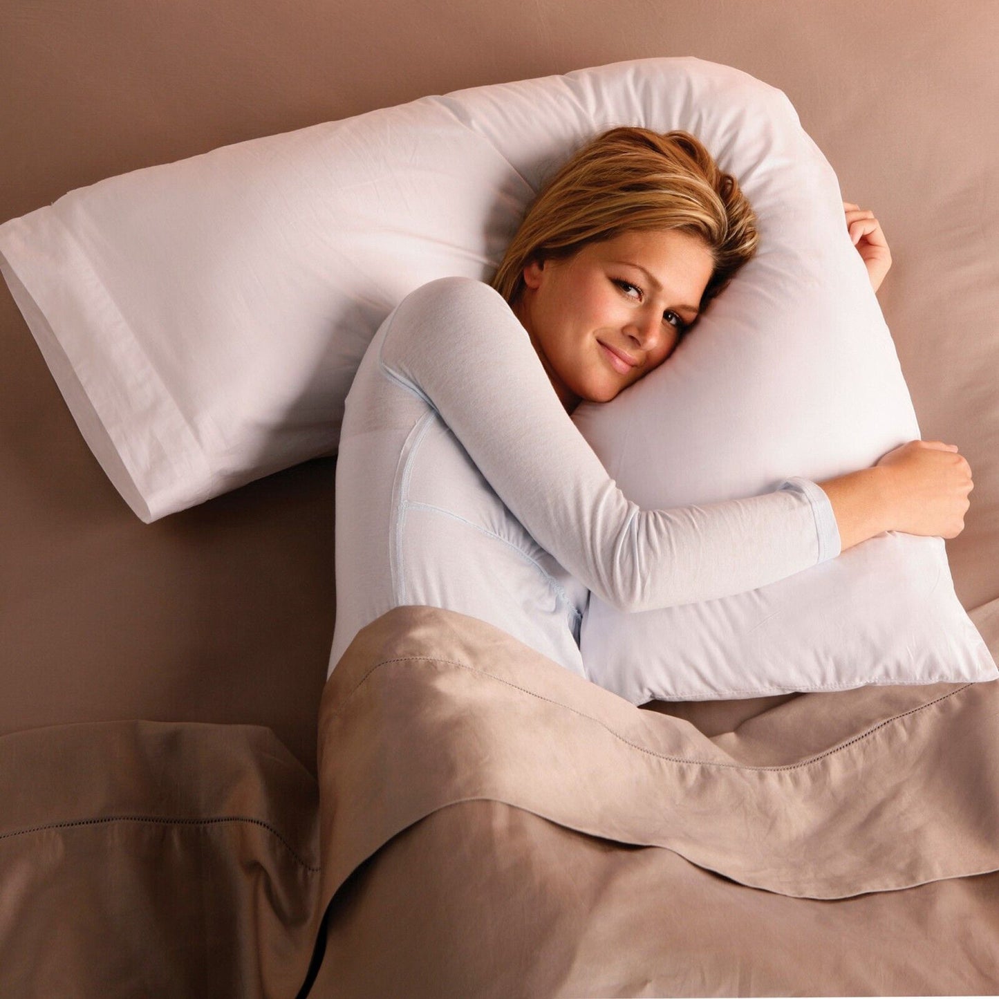 V Shaped Pillow with Case - Extra Filled Neck Support for Pregnancy