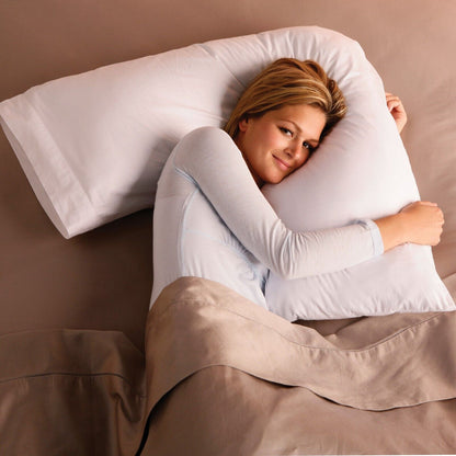 V Shaped Pillow with Case - Extra Filled Neck Support for Pregnancy