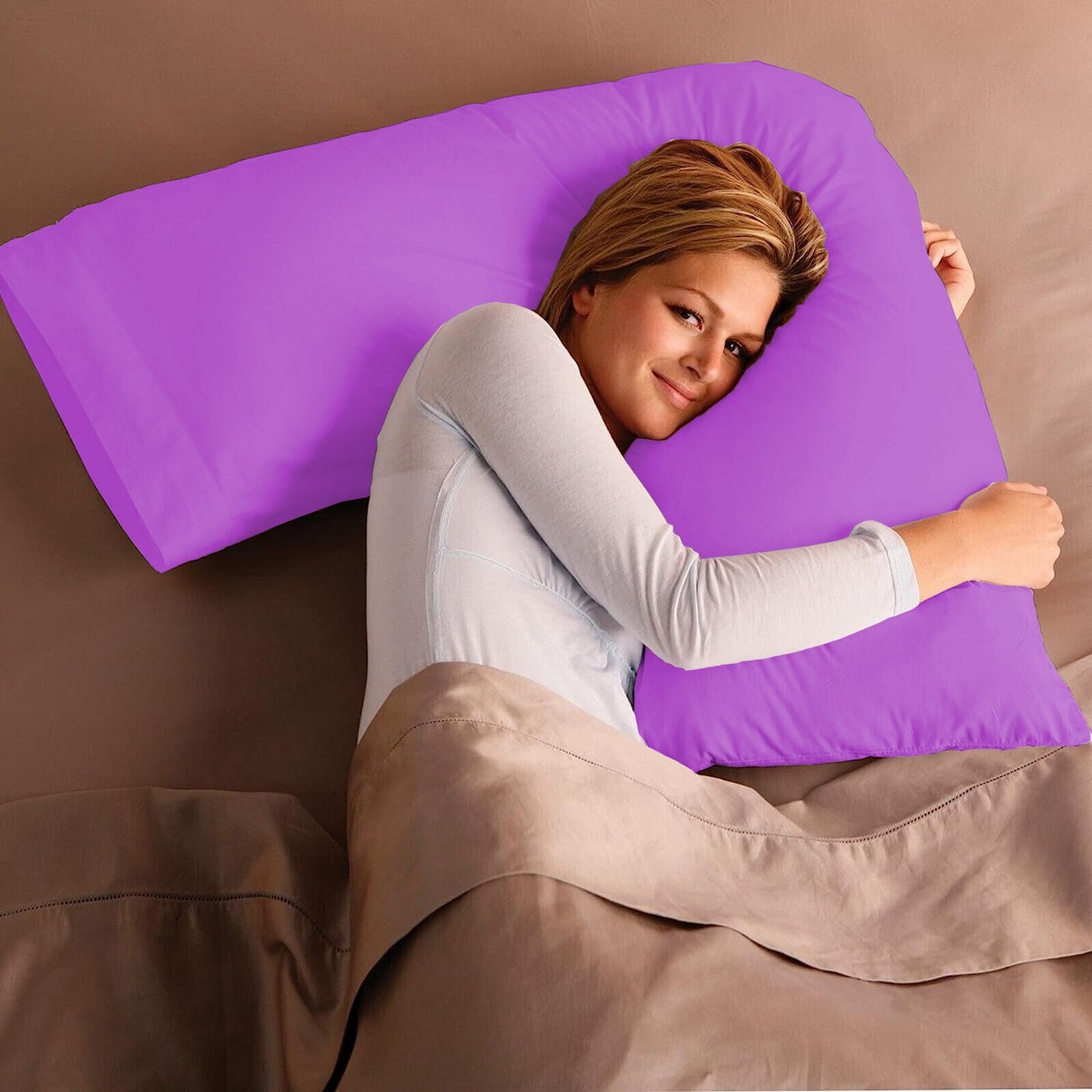 V Shaped Pillow with Case - Extra Filled Neck Support for Pregnancy
