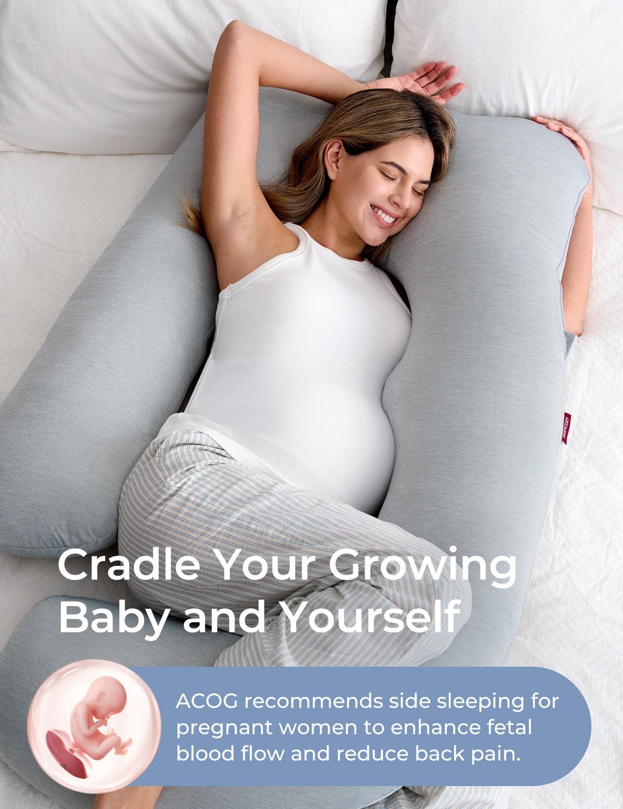 U Shaped Pregnancy Pillow for Comfort and Support - Cooling Fabric