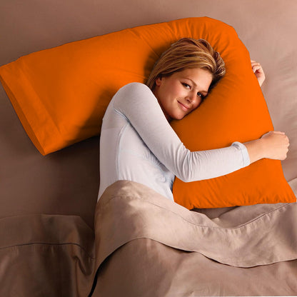 V Shaped Pillow with Case - Extra Filled Neck Support for Pregnancy