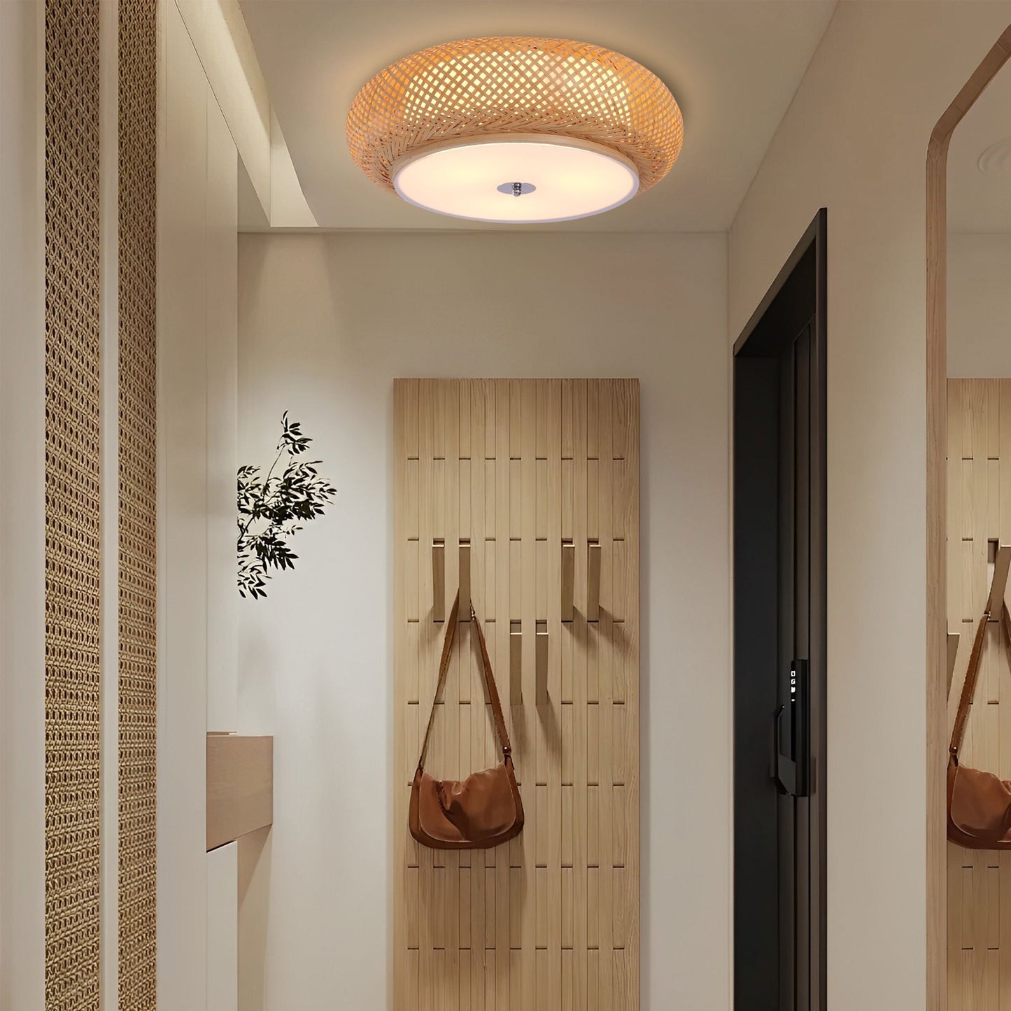 Handwoven Bamboo Ceiling Light – Zen-Style LED Fixture for Home Décor