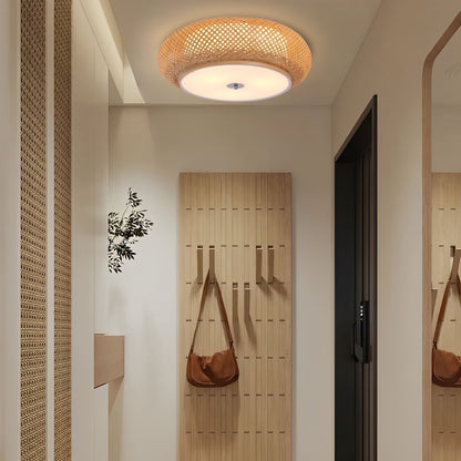 Handwoven Bamboo Ceiling Light – Zen-Style LED Fixture for Home Décor