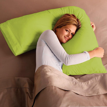V Shaped Pillow with Case - Extra Filled Neck Support for Pregnancy
