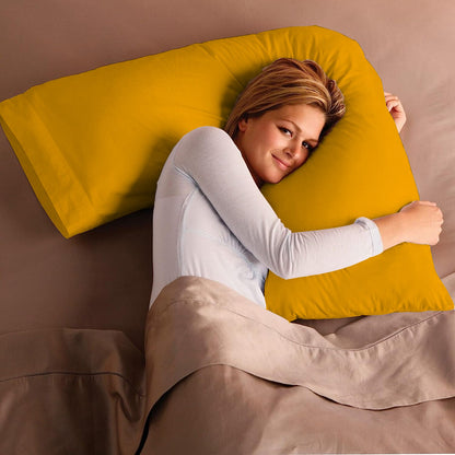 V Shaped Pillow with Case - Extra Filled Neck Support for Pregnancy