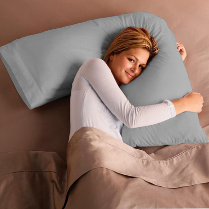 V Shaped Pillow with Case - Extra Filled Neck Support for Pregnancy