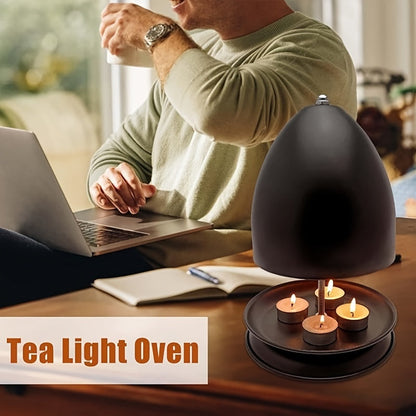 Black Tea Light Candle Warmer Kit with Hand Warmer & Holder - Flameless Heating for Home & Garden