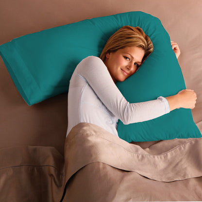 V Shaped Pillow with Case - Extra Filled Neck Support for Pregnancy