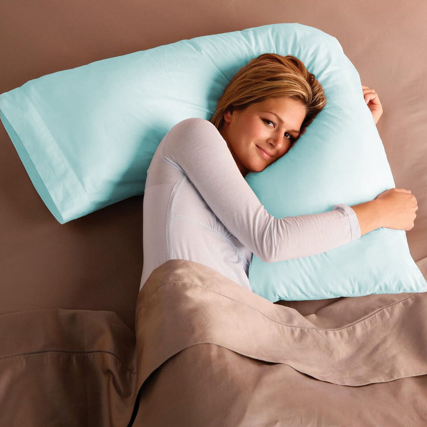 V Shaped Pillow with Case - Extra Filled Neck Support for Pregnancy