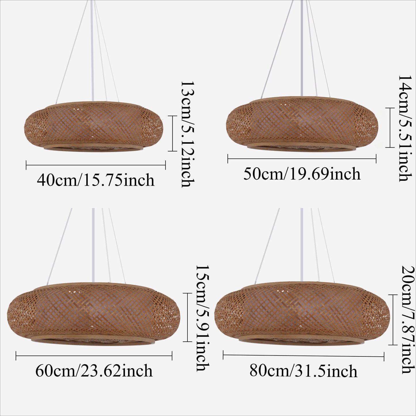 Japanese-Style Bamboo Rattan Ceiling Light – Flush Mount or Hanging Fixture