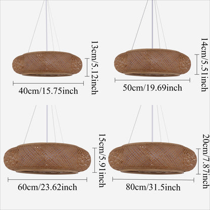 Japanese-Style Bamboo Rattan Ceiling Light – Flush Mount or Hanging Fixture