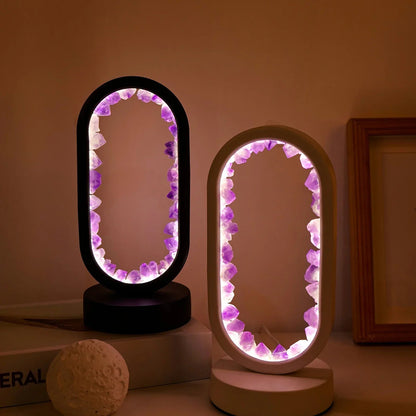 Elegant Natural Amethyst Crystal Bedside Lamp for Tranquil Spaces