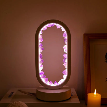 Elegant Natural Amethyst Crystal Bedside Lamp for Tranquil Spaces