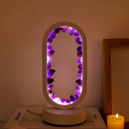 Elegant Natural Amethyst Crystal Bedside Lamp for Tranquil Spaces
