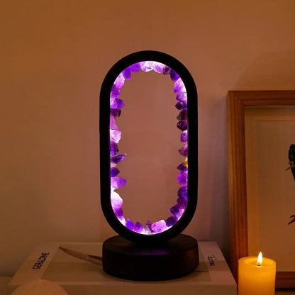 Elegant Natural Amethyst Crystal Bedside Lamp for Tranquil Spaces