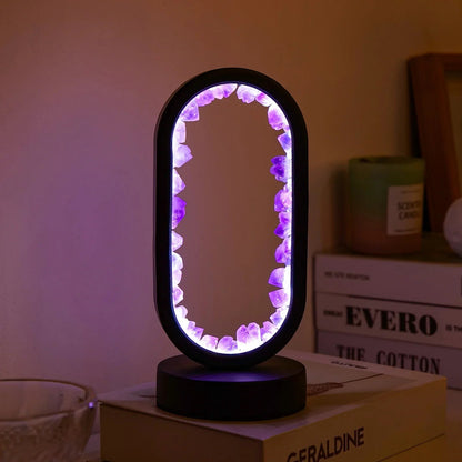 Elegant Natural Amethyst Crystal Bedside Lamp for Tranquil Spaces
